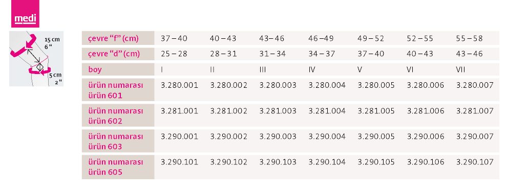 support-diz-beden-tablosu
